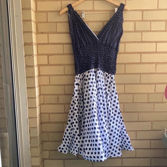 *HP* NWOT, handmade, Blue/white polka dotted dress, size L/XL - Picture 5 of 16